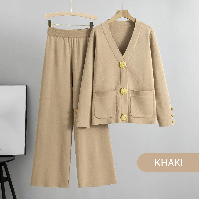 ⏳ Limited time 50% off! 💥Gold Button Soft Knit Trouser Co-Ord
