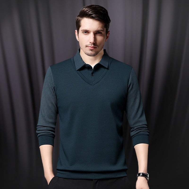 🎁 Hot Sale 49% OFF 🔥Striped Lapel Fake Two-Piece Shirt