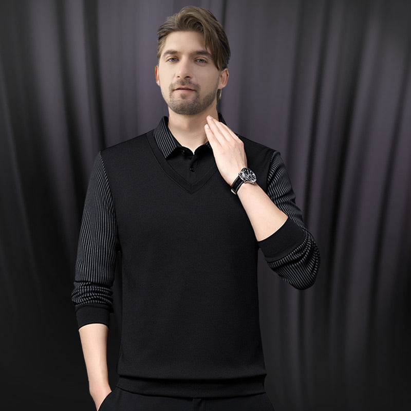 🎁 Hot Sale 49% OFF 🔥Striped Lapel Fake Two-Piece Shirt