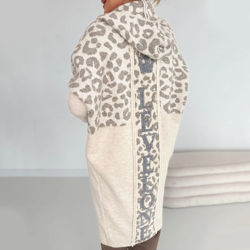 🐆 Wild Warmth Knit Jacket – Cozy Hooded Leopard Print with Pockets