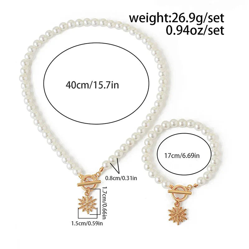 Pearl Necklace And Bracelet Set With Cherry Charm