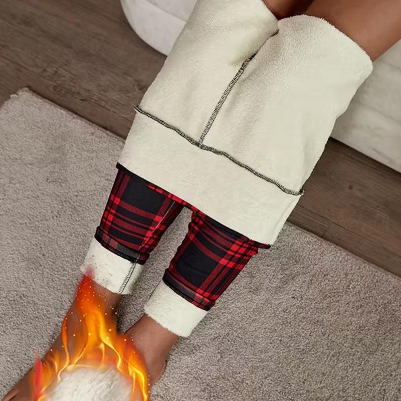 Fleece-Lined Plaid Leggings for Women – Soft, Stretchy & Stylish Winter Essential 🧣