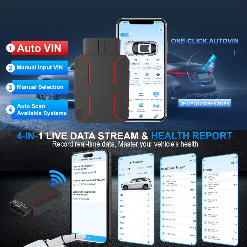 Bluetooth OBD2 Diagnostic Tool – Full System Check + No Subscription Fees 💰✅
