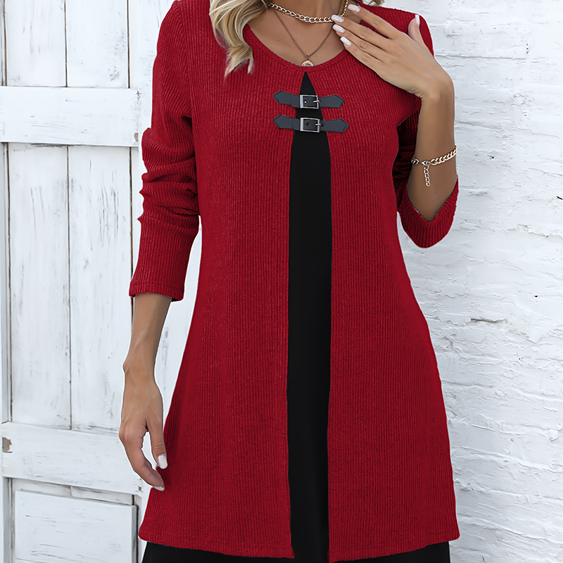 Effortless Elegance ๐ โ The Faux Two-Piece A-Line Dress That Flatters Every Curve (Now 50% OFF!)