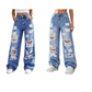 ✨ Effortless Everyday Style | Women's Distressed High-Rise Wide-Leg Jeans