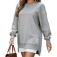 🔥2026 HOT SALE🔥 Long Sleeve Pullover Zipper Slit Casual Sweatshirt Dress