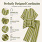 🌸Women's Loose V-Neck Striped 2-Piece Casual Set – Relaxed Oversized Fit & Effortless Style 🌿