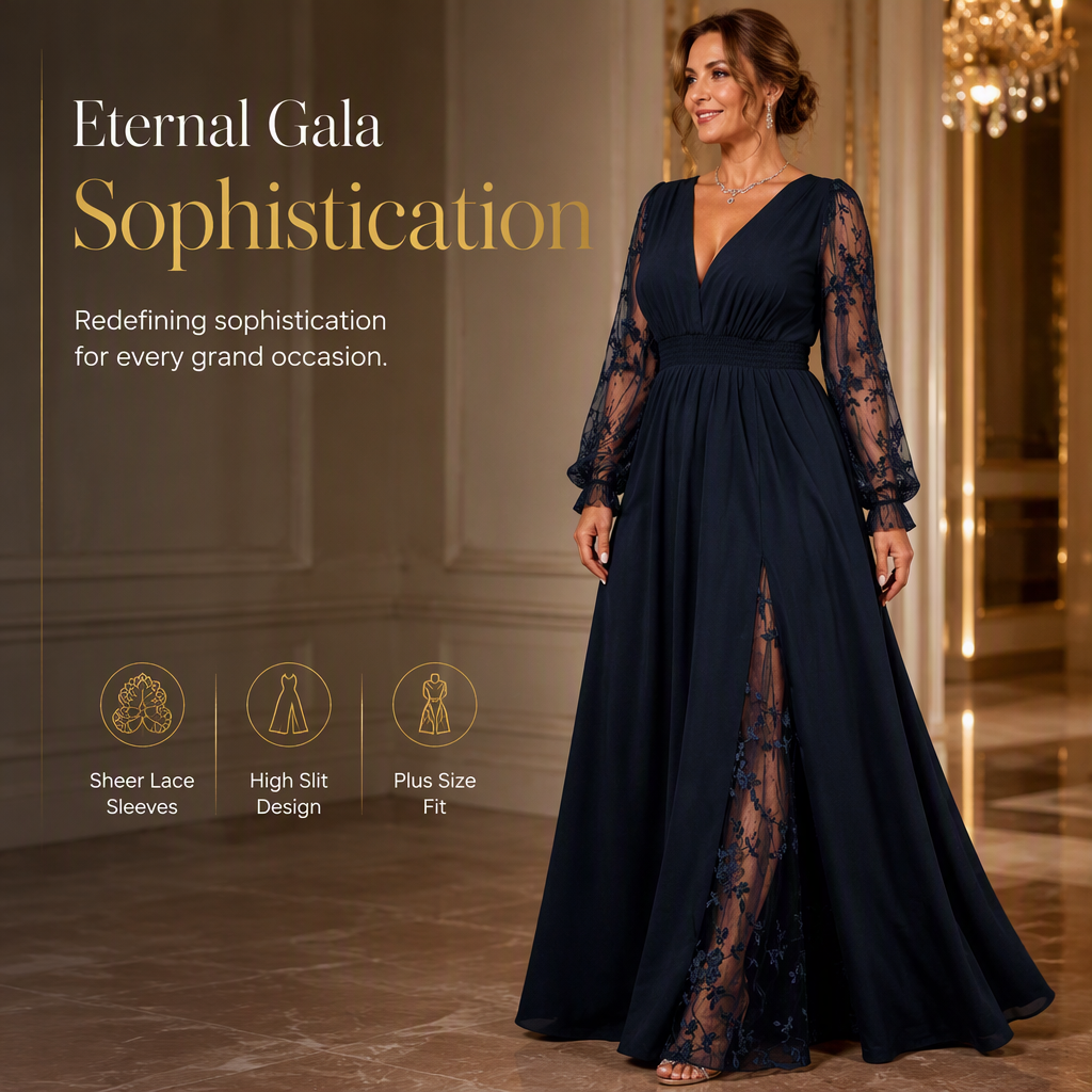 🌸 Women’s Elegant V Neck Lace Patchwork Maxi Dress – Elegant Feminine Style With Romantic Lace Details