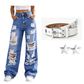 ✨ Effortless Everyday Style | Women's Distressed High-Rise Wide-Leg Jeans