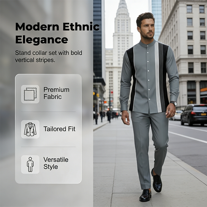 👔 Men's Striped Shirt & Pants 2-Piece Set✨ Effortless Style✨