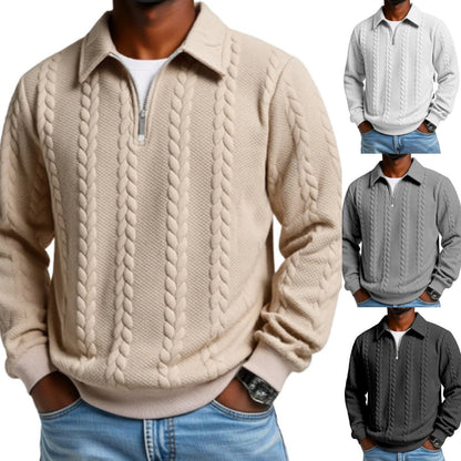 🧶 Cable-Knit Half-Zip Sweater – Premium Soft & Relaxed Fit