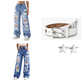 ✨ Effortless Everyday Style | Women's Distressed High-Rise Wide-Leg Jeans