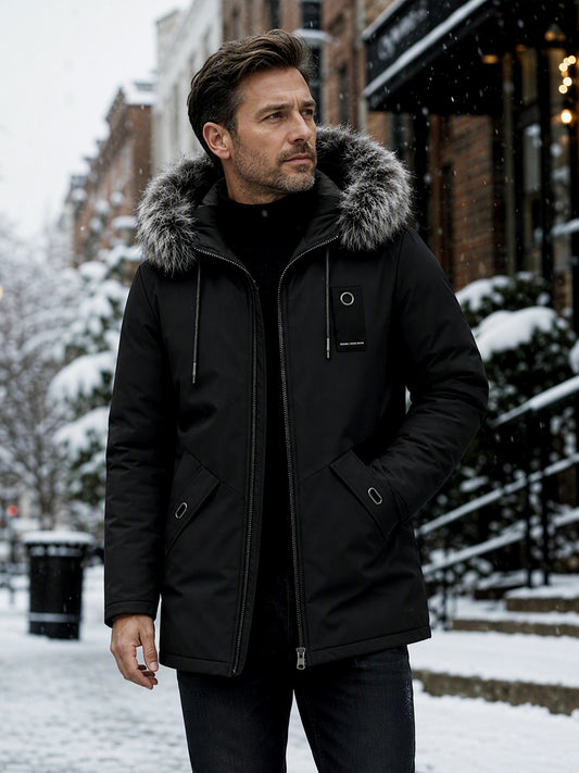 ✨Men's Windproof Hooded Thermal Mid-Length Parka Jacket