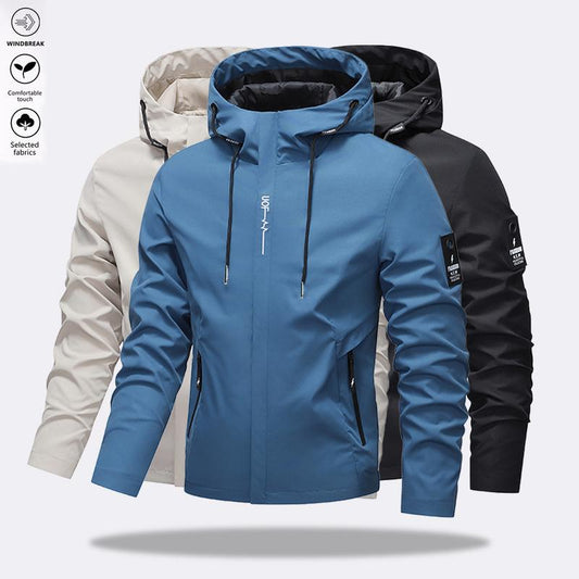 🎁New arrival 50% OFF💥Men's Solid Color Waterproof Windproof Drawstring Zip-up Hoodie Jacket