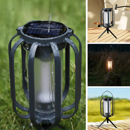 🔥Hot Sale 50% OFF🔥 Solar Lantern Outdoor Light with 4 Modes - USB Recharge Backup, Powerbank Function, Collapsible & Lightweight for Camping ⛺️