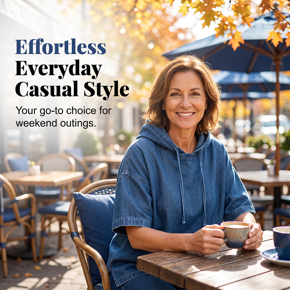 Women's Casual Loose Denim Hoodie – Relaxed Comfort & Effortless Autumn Style