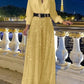 💖⚡Elegant long-sleeved blouse with V-neckline and wide sequinned jumpsuit trousers