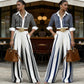 📢📢50% OFF !! ⏰✨ Sleek, Stylish, And Effortlessly Chic – Women's Striped Shirt & Wide-Leg Pants 2-Piece Set