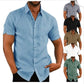 👔2023 Pop-up Shirt Men's Shirt With Solid Color Lapel And Short Sleeves– Lightweight & Breathable 🔥