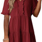 🔥🔥2026 Summer Hot Sale 49% OFF🌈Women's V Neck Ruffle Casual A-Line Flowy Swing Shift Dress