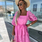 🌷Limited Sale 50% OFF🍃Women’s Trendy Patchwork Tie Waist Square Neck Long Dress