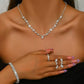 4Pcs Sparkly Necklace Earrings Bracelet Ring