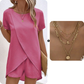 🌸Women's Solid Color Irregular Top & Shorts Two Piece Set - Stand out this summer✨