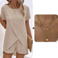 🌸Women's Solid Color Irregular Top & Shorts Two Piece Set - Stand out this summer✨