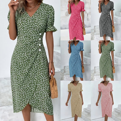 🌷50% OFF🍃Women's floral v-neck printed dress