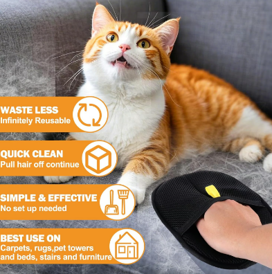 🐾🧤 Pet Hair Remover Electrostatic Gloves – Double-Sided Efficient, Soft Silicone & Washable Reusable (Versatile Home+Car)!