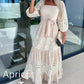 🌷Limited Sale 50% OFF🍃Women’s Trendy Patchwork Tie Waist Square Neck Long Dress