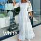 🌷Limited Sale 50% OFF🍃Women’s Trendy Patchwork Tie Waist Square Neck Long Dress