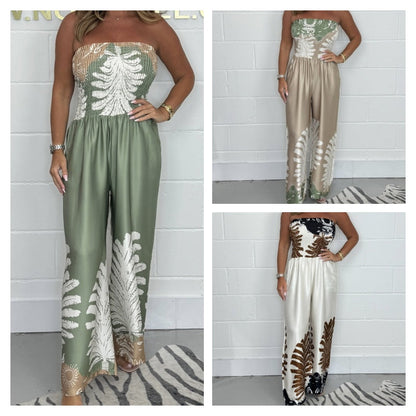 🔥 Summer Special 49% off 🌊💕Women’s Sexy Summer Print Loose Fit Strapless Jumpsuit