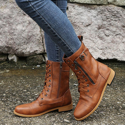 ✨New Arrival 50% OFF✨Women's Round Toe Side Zipper Leather Orthopedic Boots