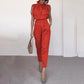 Fashion High Collar Sleeveless Waist Cinching Jumpsuit