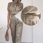 Fashion High Collar Sleeveless Waist Cinching Jumpsuit