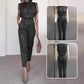 Fashion High Collar Sleeveless Waist Cinching Jumpsuit