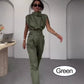 Fashion High Collar Sleeveless Waist Cinching Jumpsuit