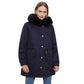 Women's Mid-Length Hooded Coat with Faux Fur Collar