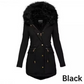 Women's Mid-Length Hooded Coat with Faux Fur Collar
