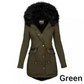 Women's Mid-Length Hooded Coat with Faux Fur Collar
