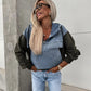 Women's Layered Hoodie Denim Jacket with Drawstring📣