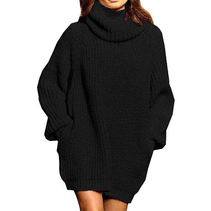 Women’s Solid Color Turtleneck Sweater Dress