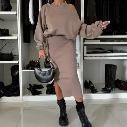 🍁💖Women's Top & Sleeveless Dress 2-piece Set