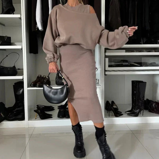 🍁💖Women's Top & Sleeveless Dress 2-piece Set
