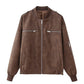 Women's Long-Sleeve Zip Up Faux Leather Jacket