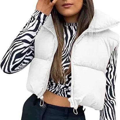 🎁Last Day 50% Off🔥Women's Solid High Neck Zip Up Puffer Vest