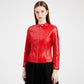 Women's Slim Short PU Leather Jacket