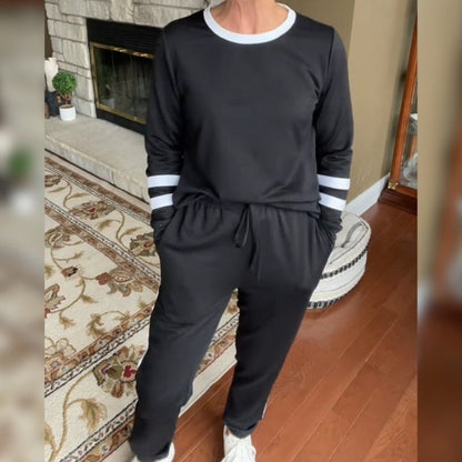 ⏰Last Day Sale 55% Off💃Women’s 2-Piece Crewneck Color-Block Sweatsuit