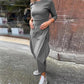 Women's Simple Elegant Long-Sleeved Dress With Pocket